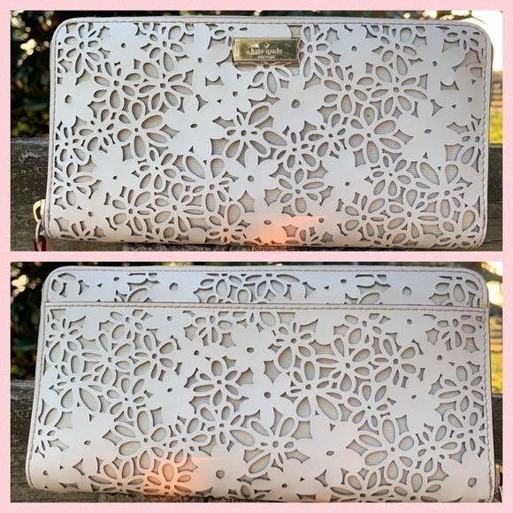 Kate Spade Laser Cut Floral Eyelet Wallet Flower - Picture 1 of 3